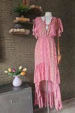 Zijden jurk M/L voor kort / achter lang zomerjurk boho Ibiza, Maat 38/40 (M), Ophalen of Verzenden, Roze, Onder de knie