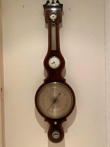 Antieke Pastorelli Barometer met Klok, Londen, ca. 1820 beschikbaar voor biedingen
