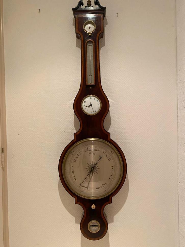 Antieke Pastorelli Barometer met Klok, Londen, ca. 1820, Antiek en Kunst, Antiek | Klokken, Ophalen