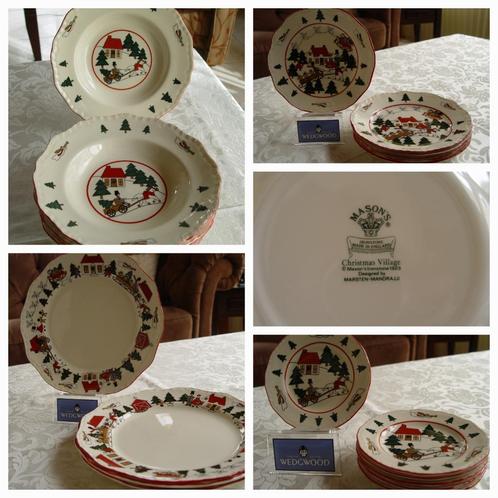 Masons mason christmas diner diep ontbijt gebak borden 1983, Huis en Inrichting, Keuken | Servies, Zo goed als nieuw, Bord(en)