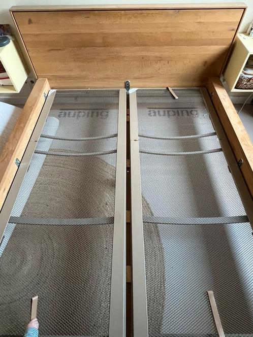 Massief Eikenhouten Bed Handgemaakt Design + Auping 160x200, Huis en Inrichting, Slaapkamer | Bedden, Gebruikt, Tweepersoons, 160 cm