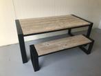 Eettafel steigerhout met robuust stalen frame (TIP!), Ophalen of Verzenden, Nieuw, Industrieel, 4 tot 6 stoelen