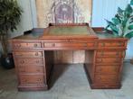 Klassiek antiek schrijftafel, bureau, desk met lederen inleg, Ophalen, Zo goed als nieuw