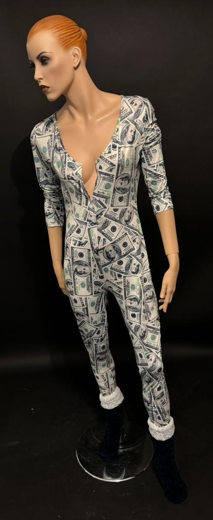 Super sexy dollar huispak/jumpsuit met sokken maat M, Kleding | Dames, Huispakken, Zo goed als nieuw, Maat 38/40 (M), Blauw, Ophalen of Verzenden