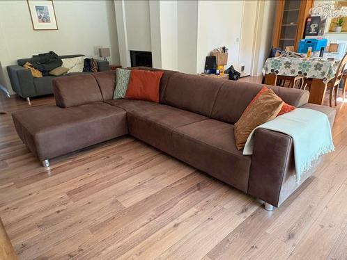 Leren hoekbank, Huis en Inrichting, Banken | Sofa's en Chaises Longues, Gebruikt, Vierpersoons of meer, 250 tot 300 cm, 75 tot 100 cm