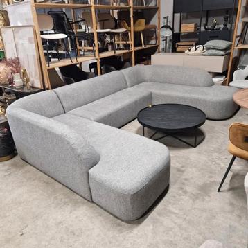 Lounge U-Bank Sloping Chenille Grijs van BePureHome beschikbaar voor biedingen