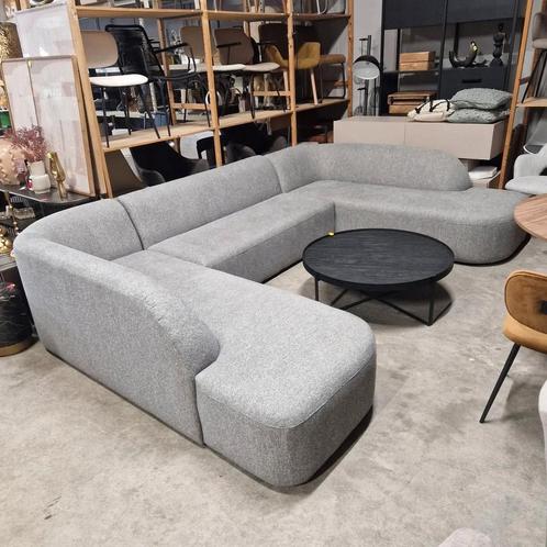 Lounge U-Bank Sloping Chenille Grijs van BePureHome, Huis en Inrichting, Banken | Sofa's en Chaises Longues, Nieuw, Ophalen