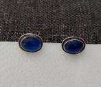 Vintage 925 zilver oorbellen met blauw steen, Sieraden, Tassen en Uiterlijk, Oorbellen, Knopjes of Stekers, Blauw, Met edelsteen