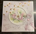 Nr 29 wenskaart met haakwerk Bloemen, Hobby en Vrije tijd, Kaarten | Zelfgemaakt, Ophalen of Verzenden, Nieuw