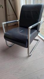 Te k. zwart/bruin lederen henders & hazel fauteuil, Huis en Inrichting, Ophalen, 75 tot 100 cm, Zo goed als nieuw, Metaal