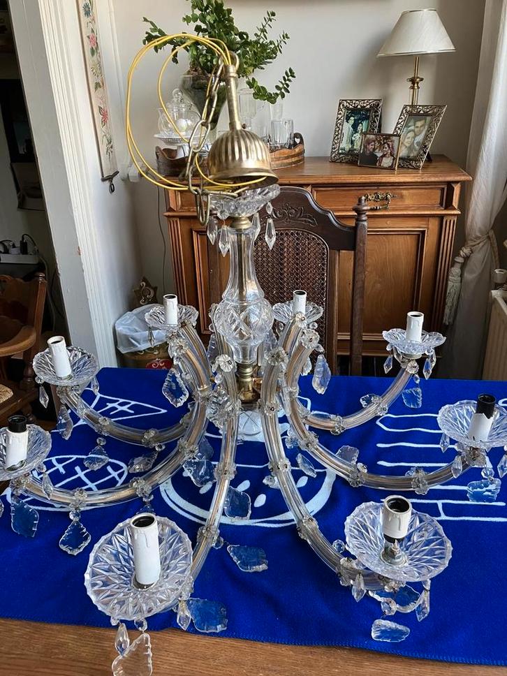 Vintage Jaren 70 Glazen Lamp, Huis en Inrichting, Lampen | Kroonluchters, Gebruikt, Glas, Ophalen