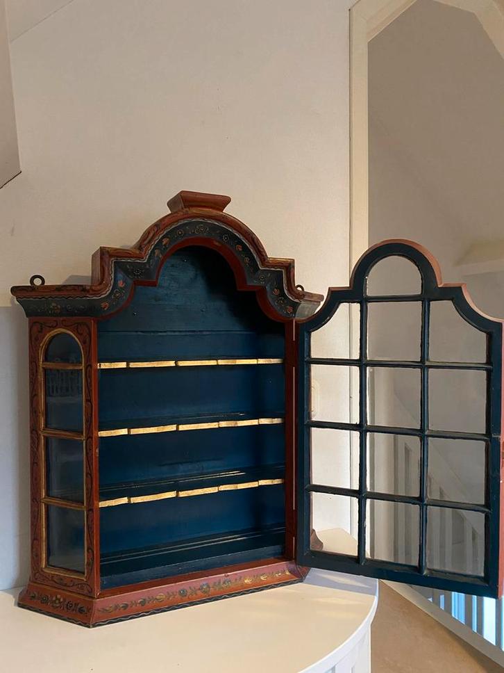 Hindeloopen Sierkastje met Schilderingen, Huis en Inrichting, Kasten | Vitrinekasten, Gebruikt, Minder dan 100 cm, Minder dan 50 cm