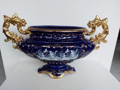 Le Palme Sesto F. Italy kobaltblauwe vaas met goud 757., Antiek en Kunst, Curiosa en Brocante, Ophalen