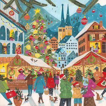 Kerstmarkt in de stad van Vianen met verlichte vrachtwagens, Antiek en Kunst, Curiosa en Brocante, Ophalen of Verzenden