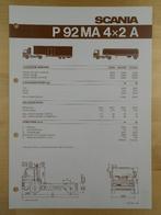 Scania P92 MA 4x2 1984 Technische Specificatie Brochure P 92, Ophalen, Zo goed als nieuw, Overige merken, Scania