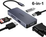 6-in-1 Aluminiume USB-C Hub / Docking Station, Computers en Software, Dockingstations, Ophalen, Nieuw