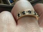 Geweldige vintage gouden ring saffieren en briljanten 14 kat, Goud, Goud, Met edelsteen, 17 tot 18