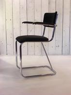 Vintage Gispen 207 zwart rib stoelen gestoffeerde, Ophalen, Gebruikt, Gispen, Vijf, Zes of meer stoelen