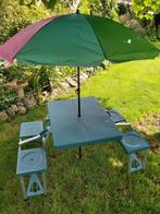 Picknicktafel voor op de camping parasol koffer, Gebruikt, Campingtafel