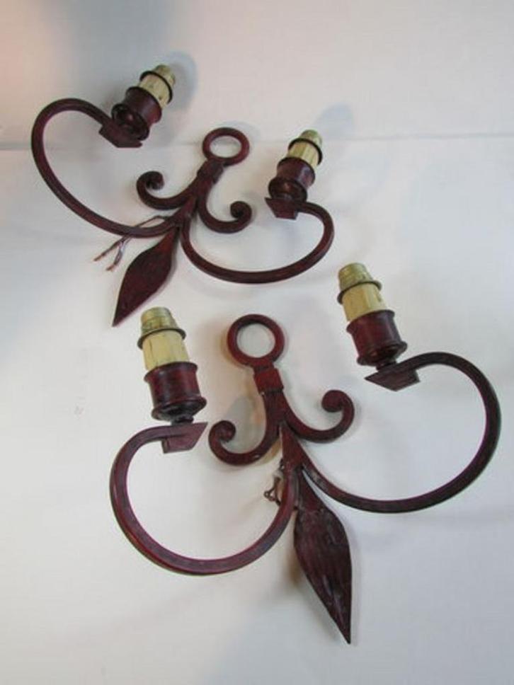 Twee vintage smeedijzeren wandlampjes (7327), Antiek en Kunst, Antiek | Lampen, Ophalen