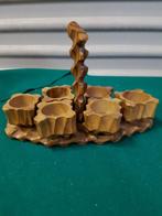 Eierdoppen 6 stuks van hout in houten houder, Verzamelen, Ophalen of Verzenden