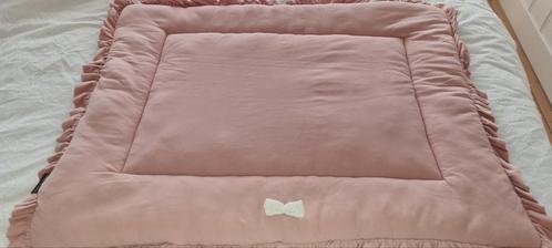 LUXE House of Jamie Boxkleed - Powder Roze / Grijs met strik, Kinderen en Baby's, Boxen, Zo goed als nieuw, Rechthoekig, Boxkleed