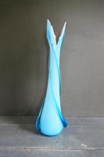 Vintage Cristalleria Fratelli Betti vaas Empoli turquoise, Antiek en Kunst, Antiek | Vazen, Verzenden