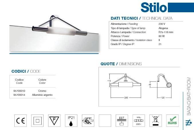 Spiegellamp / Spiegellamp ELETTROIMPIANTI Stilo 80W KOOPJE!, Huis en Inrichting, Badkamer | Badtextiel en Accessoires, Nieuw, Ophalen of Verzenden