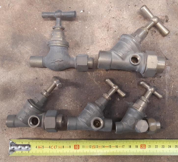 5x messing kraan koper kranen brons koperen tapkraan, Antiek en Kunst, Antiek | Koper en Brons, Ophalen of Verzenden