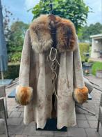 Vintage stijl, ‘bont’jas , lange mantel, Ophalen, Bruin, Maat 42/44 (L), Zo goed als nieuw