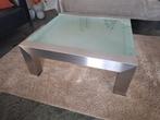 Moderne Salontafel 100x100 - Melkglas & RVS, Huis en Inrichting, Tafels | Salontafels, Ophalen, Gebruikt, 50 tot 100 cm, Vierkant