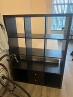 Zwartbruine Ikea Kallax kast met 3x4 vakken, Ophalen, Gebruikt, 100 tot 150 cm, Met lade(s)