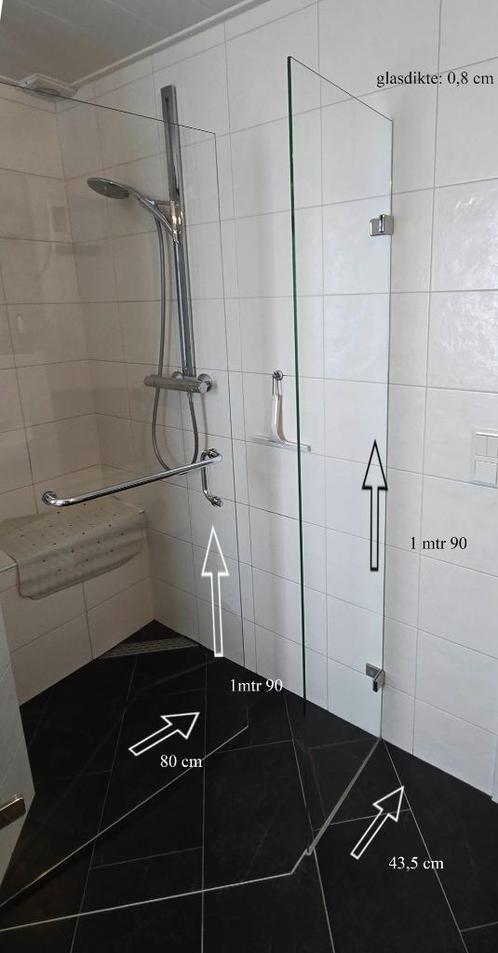 douchedeur glas, Doe-het-zelf en Verbouw, Sanitair, Gebruikt, Douche, Chroom, Glas, Ophalen
