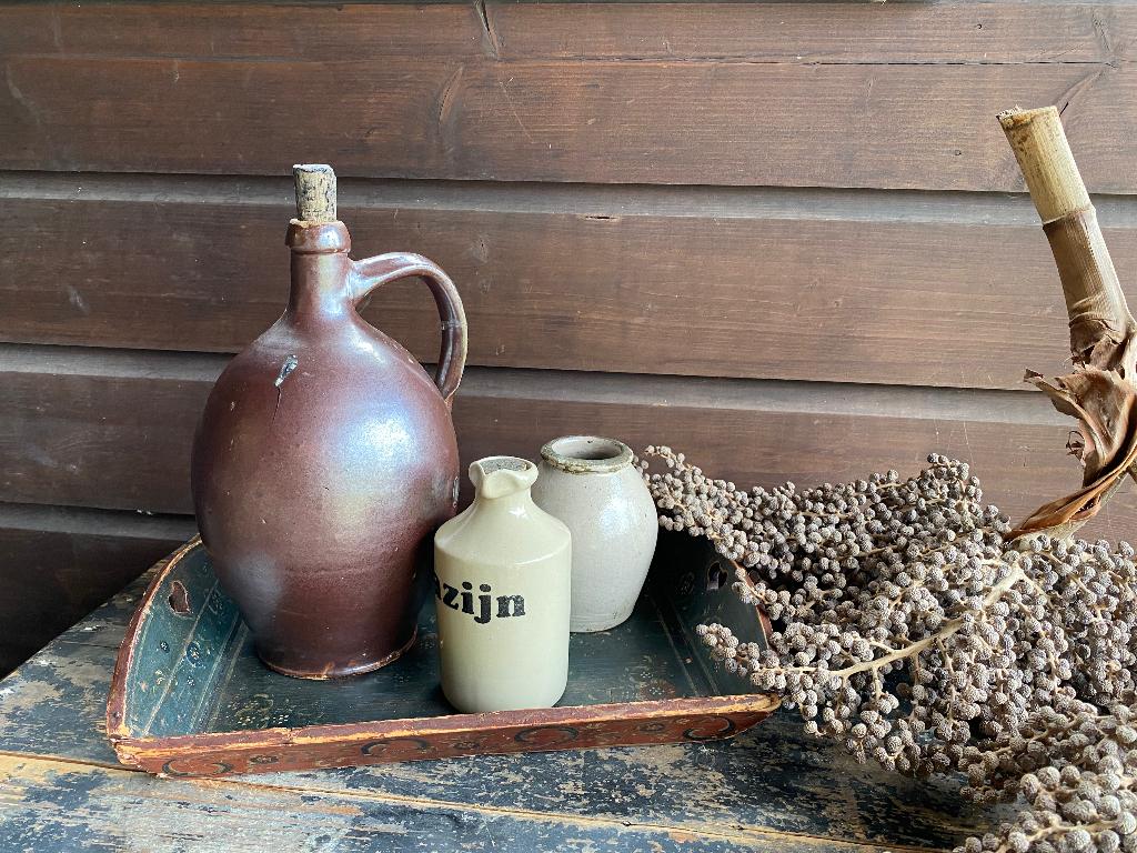 Brocante gres kruik/mosterd/azijn potje, Antiek en Kunst, Antiek | Keramiek en Aardewerk, Ophalen of Verzenden