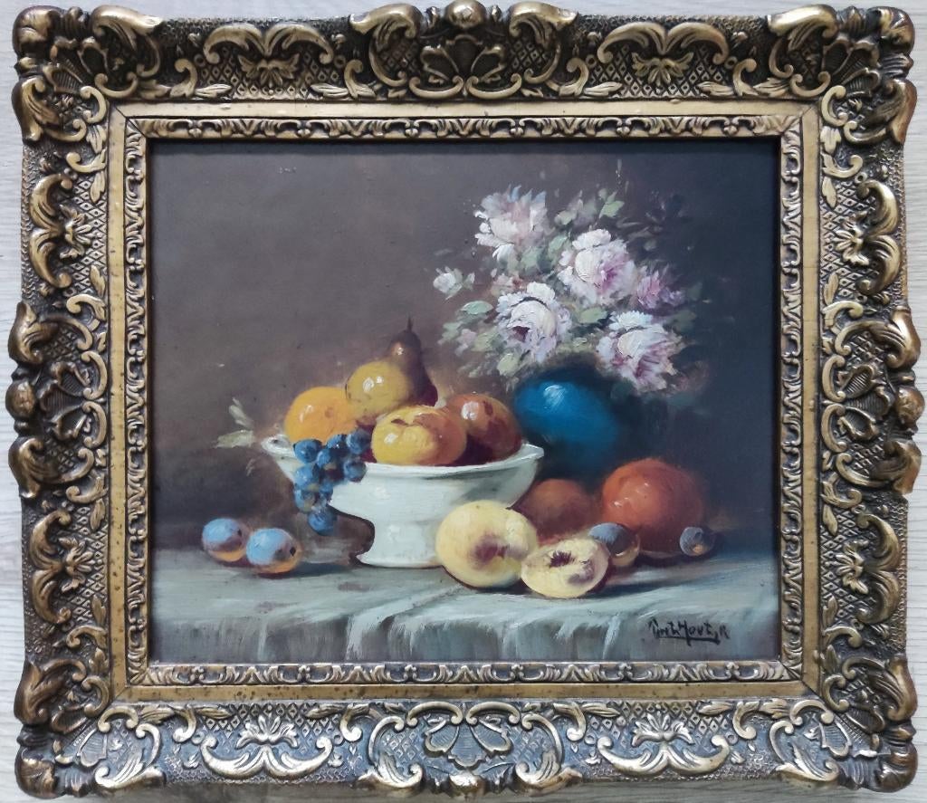 Piet in 't Hout Jr. (1879-1965) - Fruitstilleven en vaas, Ophalen of Verzenden
