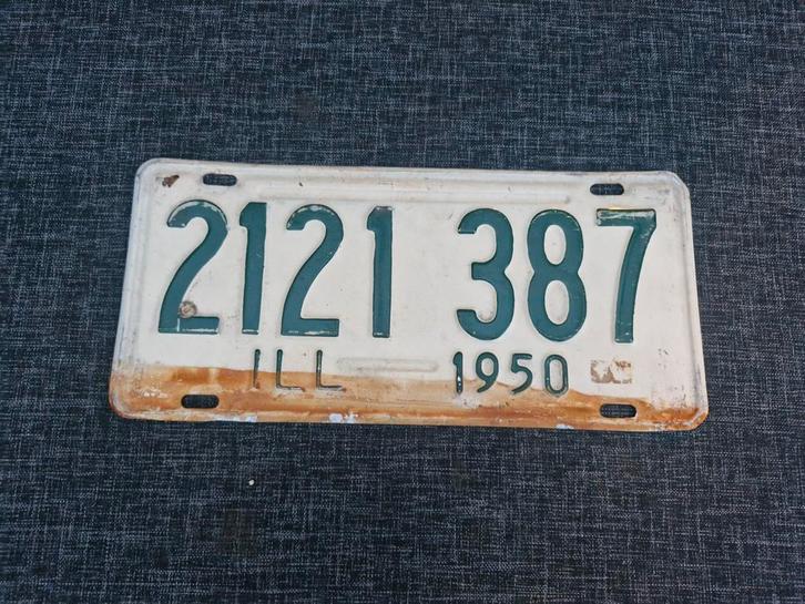 Kentekenplaat Illinois USA 1950 nummerbord Nummerplaat Licen, Verzamelen, Automerken, Motoren en Formule 1, Gebruikt, Auto's, Ophalen of Verzenden