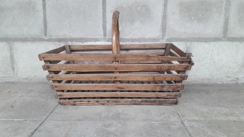 Vintage Franse Plukmand / Oude Houten Plukbak / Oogstmand, Antiek en Kunst, Curiosa en Brocante, Verzenden