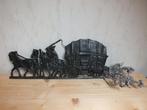 gietijzeren plaat huifkar met paarden wanddecoratie, farmer, Tuin en Terras, Tuinwanddecoratie, Ophalen, Gebruikt