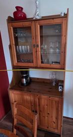 Ikea Leksvik houten buffetkast met glazen deuren, Ophalen, Grenenhout, 150 tot 200 cm, 25 tot 50 cm