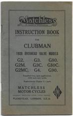 Matchless Clubman G2 G3 G80 manual 1938 (3477z), Motoren, Handleidingen en Instructieboekjes, Ophalen of Verzenden, Overige merken