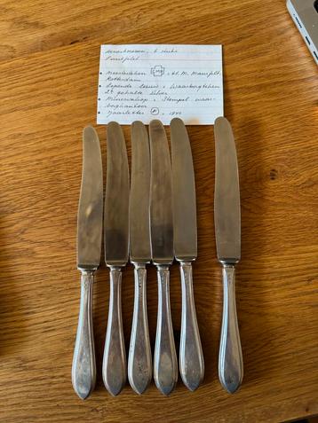 6 massief zilveren dessertmessen Puntfilet – H.M. Mansfeld beschikbaar voor biedingen