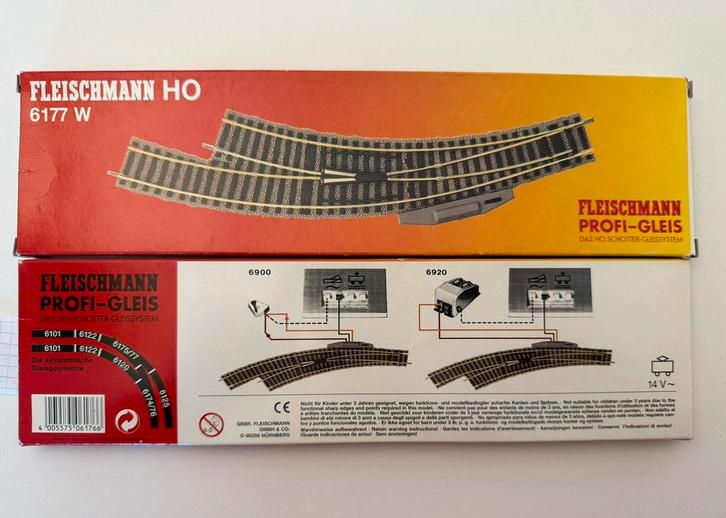 Fleischmann meegebogen wissel - Rechts - HO, Hobby en Vrije tijd, Modeltreinen | H0, Gebruikt, Rails, Gelijkstroom, Fleischmann