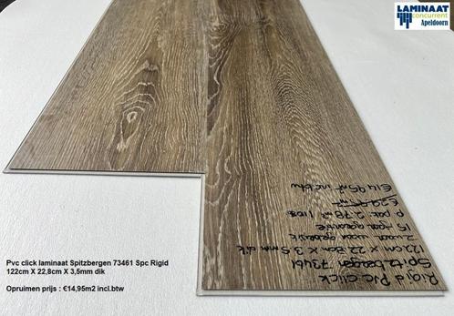Pvc click €14,95m2 laminaat Spitzbergen Extra brede 22,8cm, Huis en Inrichting, Stoffering | Vloerbedekking, Nieuw, Laminaat, Bruin