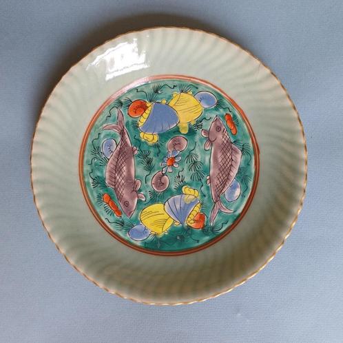 Chinees porselein Celadon Kangxi stijl Famille verte bord me, Antiek en Kunst, Antiek | Porselein, Ophalen of Verzenden