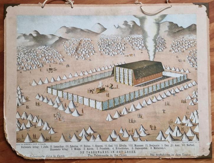 Schoolplaat "De tabernakel in het leger" / H.J. van Lummel, Antiek en Kunst, Antiek | Schoolplaten, Geschiedenis, Ophalen