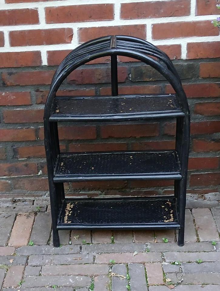 Vintage  retro -  rotan kastje - zwart - jaren 70 - jaren 80, Verzamelen, Retro, Huis en Inrichting, Ophalen of Verzenden