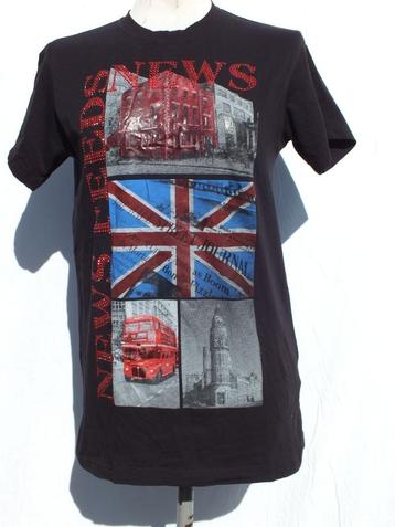 Stoer zwart shirt met UK print. Mt M Merk Eddy Tigger