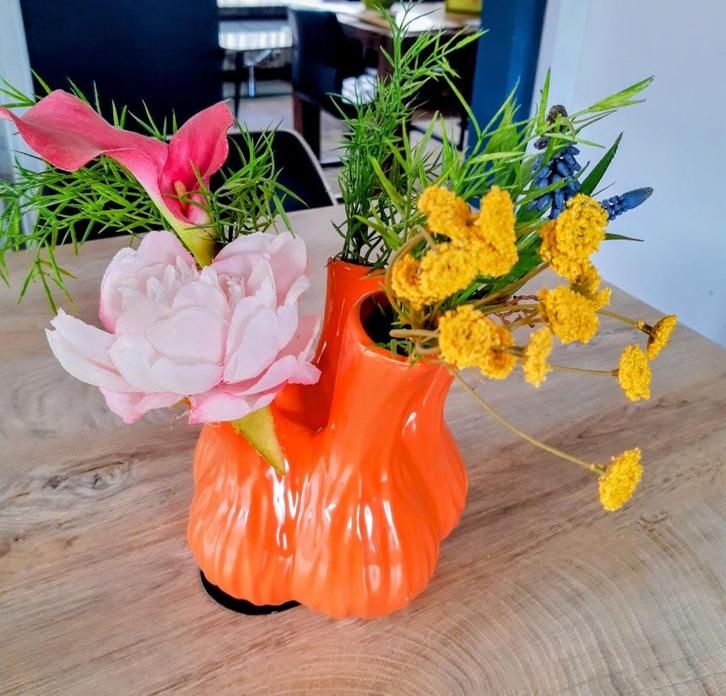 Set 4 Oranje vazen Daan Kromhout en Ptmd, Huis en Inrichting, Woonaccessoires | Vazen, Nieuw, Oranje, Minder dan 50 cm, Glas, Ophalen