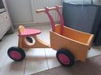 Houten loop bakfiets, Kinderen en Baby's, Speelgoed | Buiten | Voertuigen en Loopfietsen, Ophalen, Zo goed als nieuw, Loopfiets