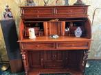 Mooie houten Secretair met opbergruimte afsluitbaar werkblad, Ophalen, Zo goed als nieuw